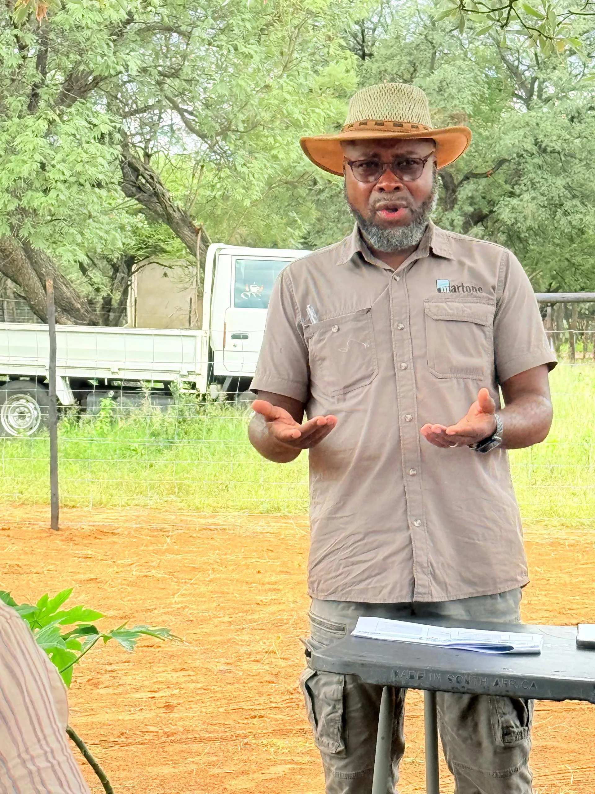 Speaker presenting at the Gakgatla Farm land-use planning session