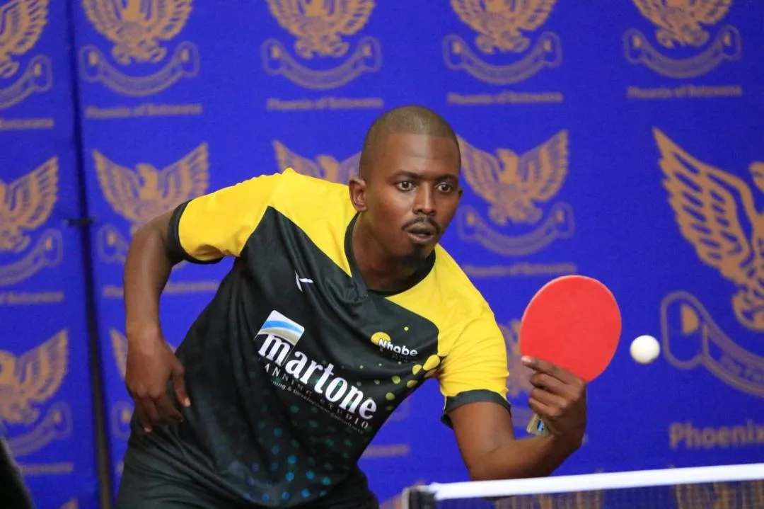 Martone-sponsored player in action at the Nhabe Table Tennis Open Tournament